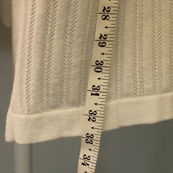 Karen Scott White Ribbed Knit Open Front Cardigan Sweater Size Large Very Good - Picture 3 of 6